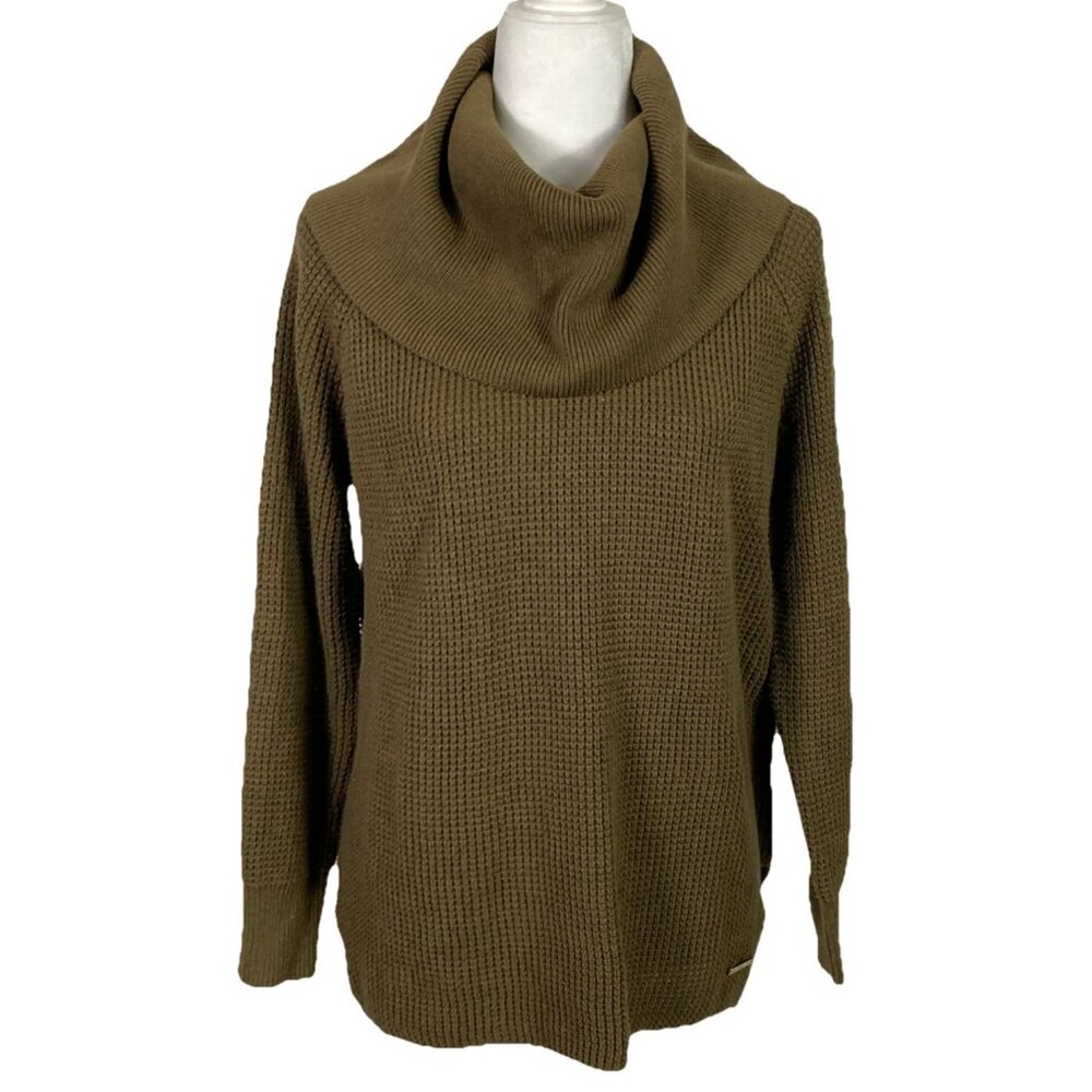 Michael Kors Sweater Womens M  Brown Turtle Cowl Neck Knit Long Sleeve Preppy